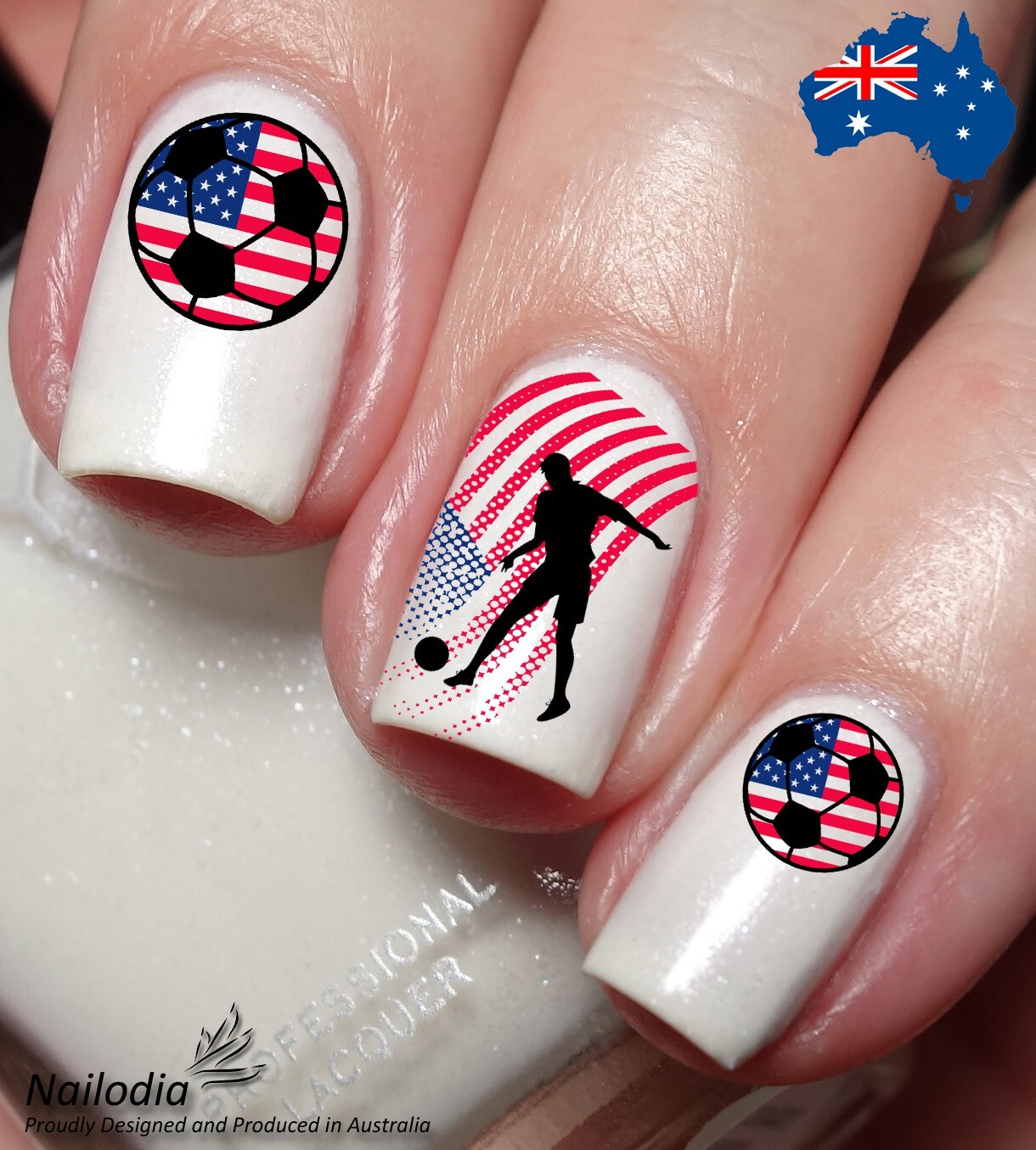 USA United States America Soccer Fan Nail Art Decal Sticker Water Transfer