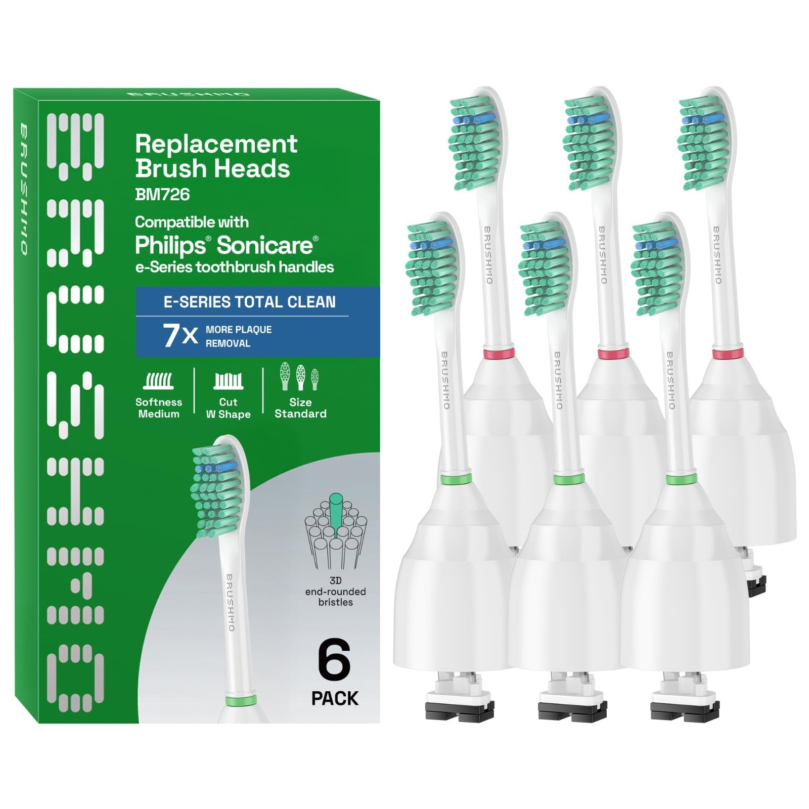 6 Replacement Toothbrush Heads for Philips Sonicare – Medium Firm Dupont Bristle