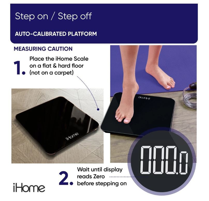 Digital Battery Powered Bathroom Scale 397 lbs, Black