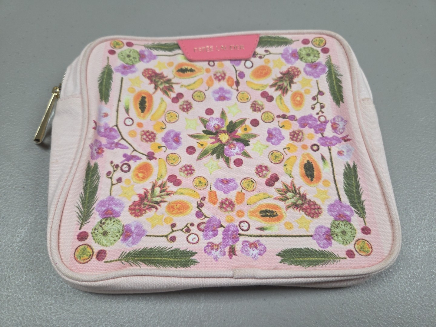 Estee Lauder Makeup Bag – Pink Floral – Amba Locke Design – 7” Square
