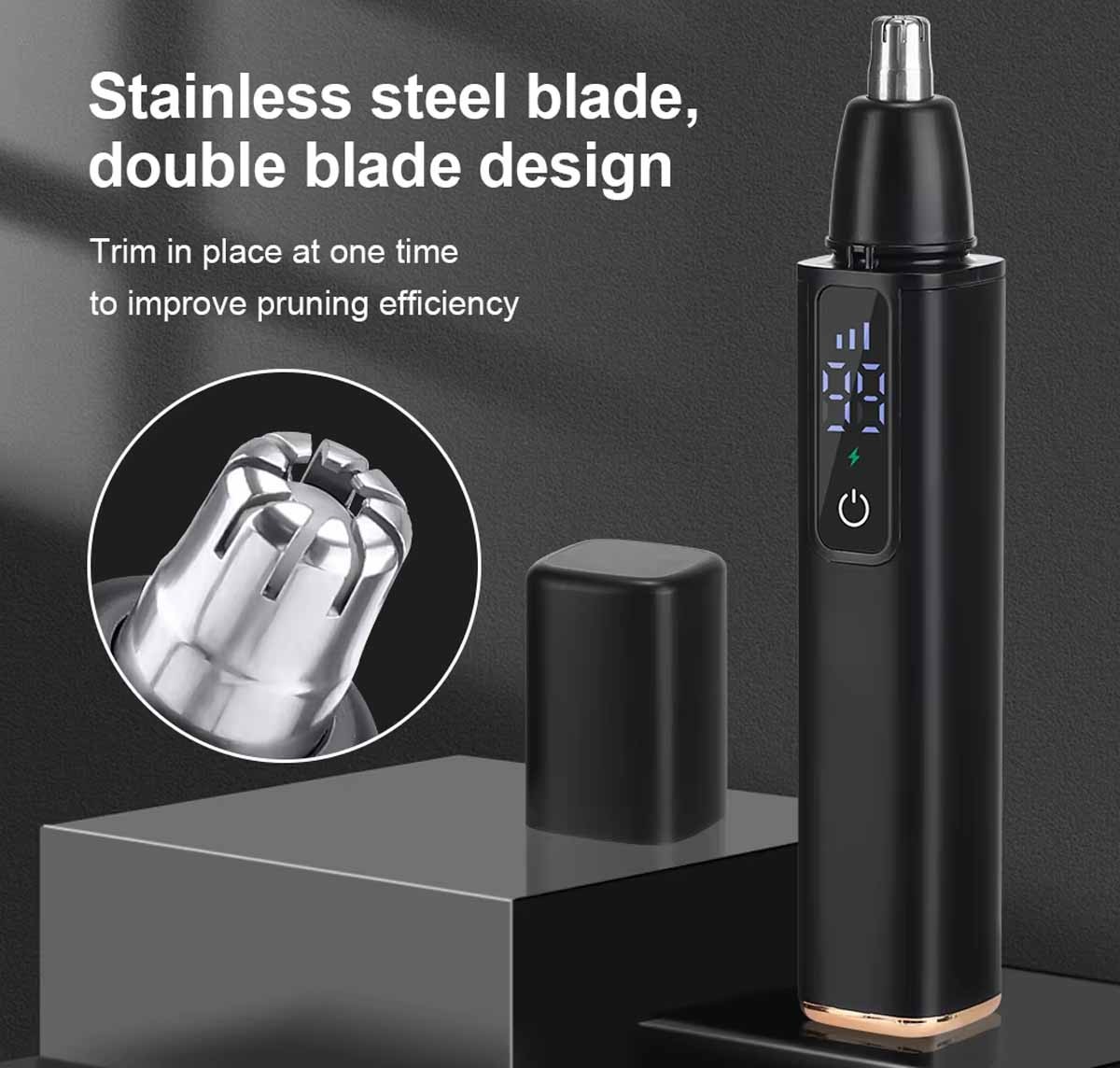 Ear and Nose Hair Trimmer with LED indicator USB Rechargeable Water Resistant