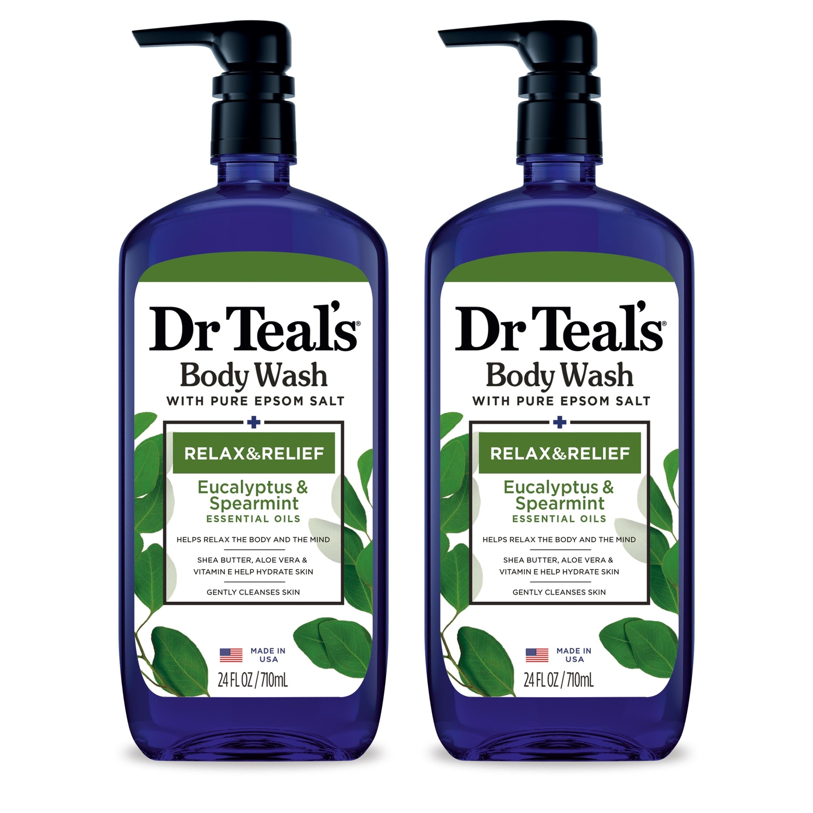 Dr Teal’s Eucalyptus Spearmint Body Wash with Pure Epsom Salt 24 Fl Oz 2 Pack