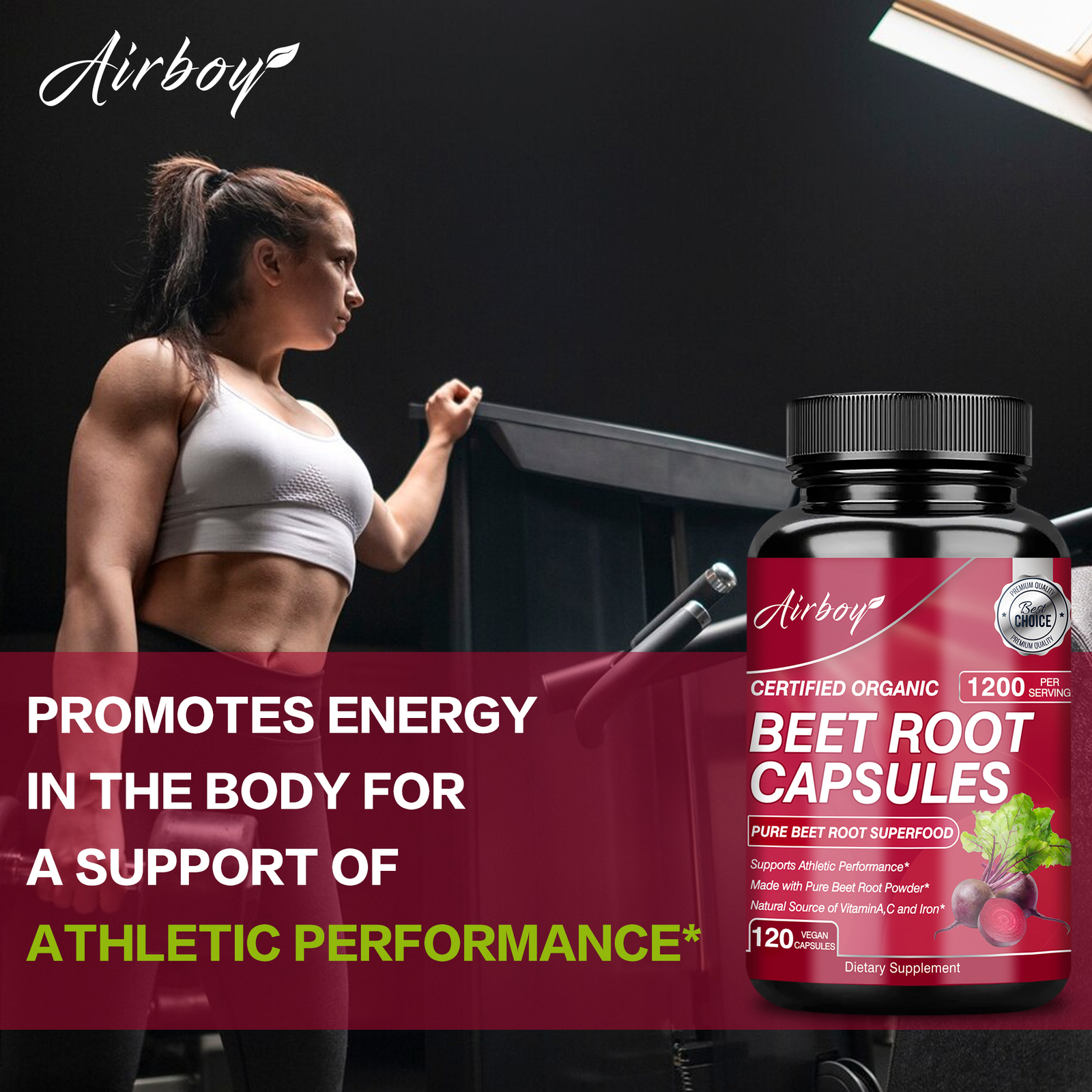 120pcs Organic Beet Root Capsules – Blood Pressure Support, Blood Circulation