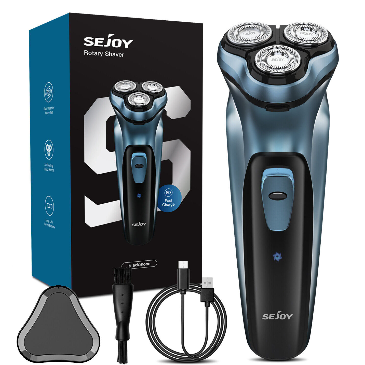 SEJOY 3D Men’s Rotary Electric Shaver Rotary – Blue (TXD-BLASTO1)