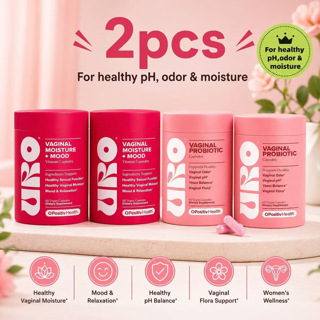 URO Health Bundle: Vaginal Moisture & Mood 120ct + Vaginal Probiotics 120ct