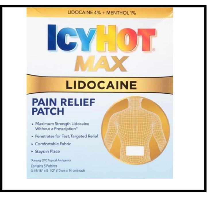 TWO BOXES Icy Hot Max Strength Lidocaine Pain Relief Patch (5 Count) Exp 08/26
