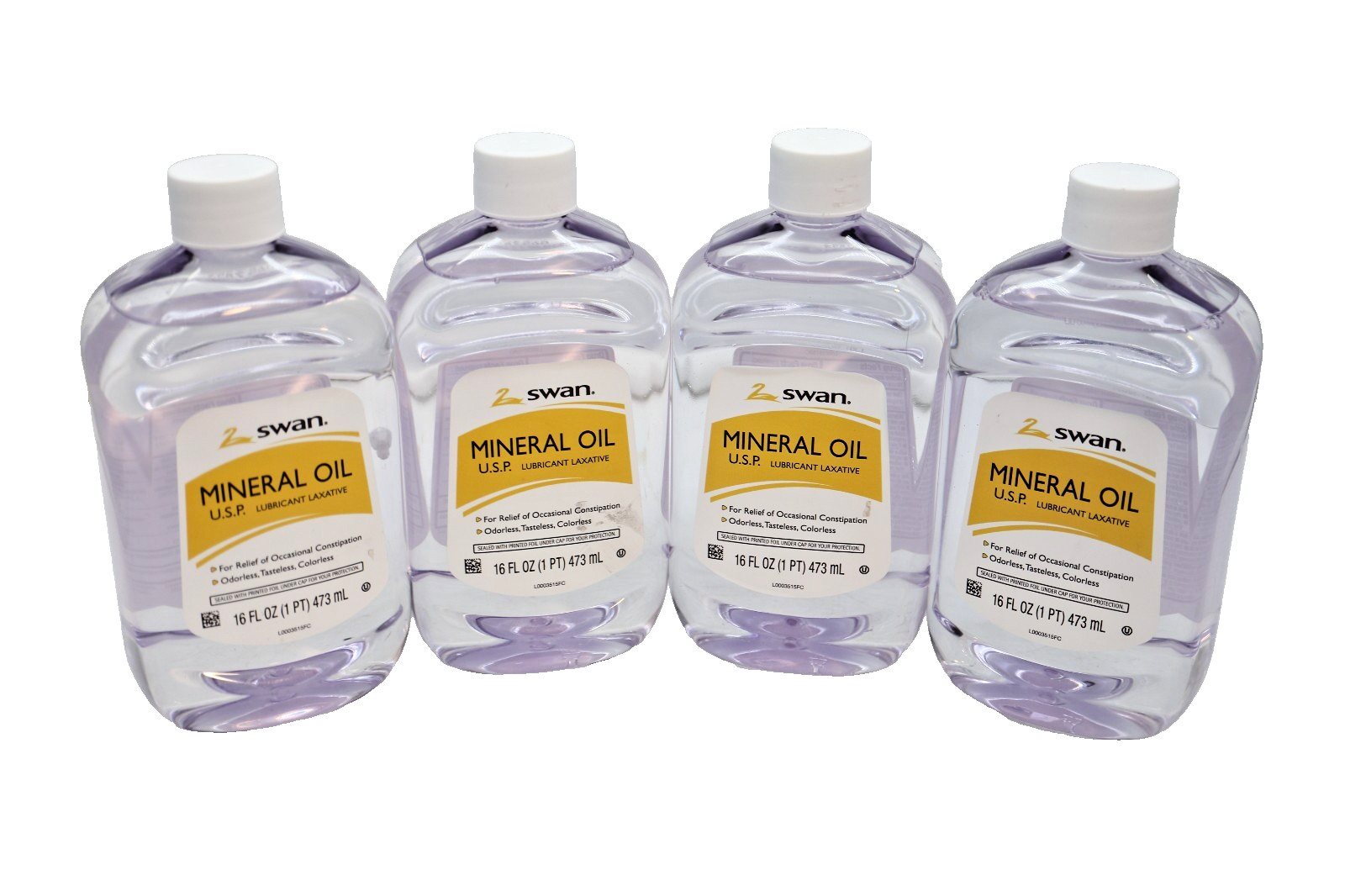 Swan Mineral Oil USP Lubricant Laxative 16 fl oz | Lot of 4 (64 oz Total)