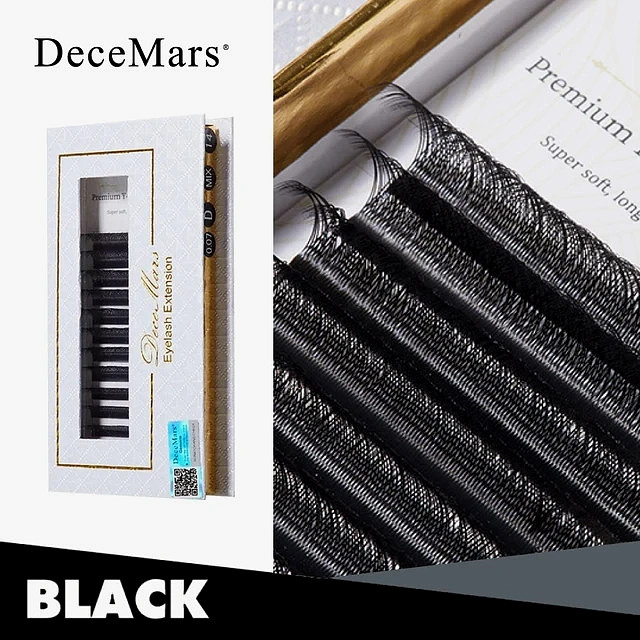 DeceMars YY Shape Black Brown Eyelashes Extensions Two Tip Lashes C/D Curl High