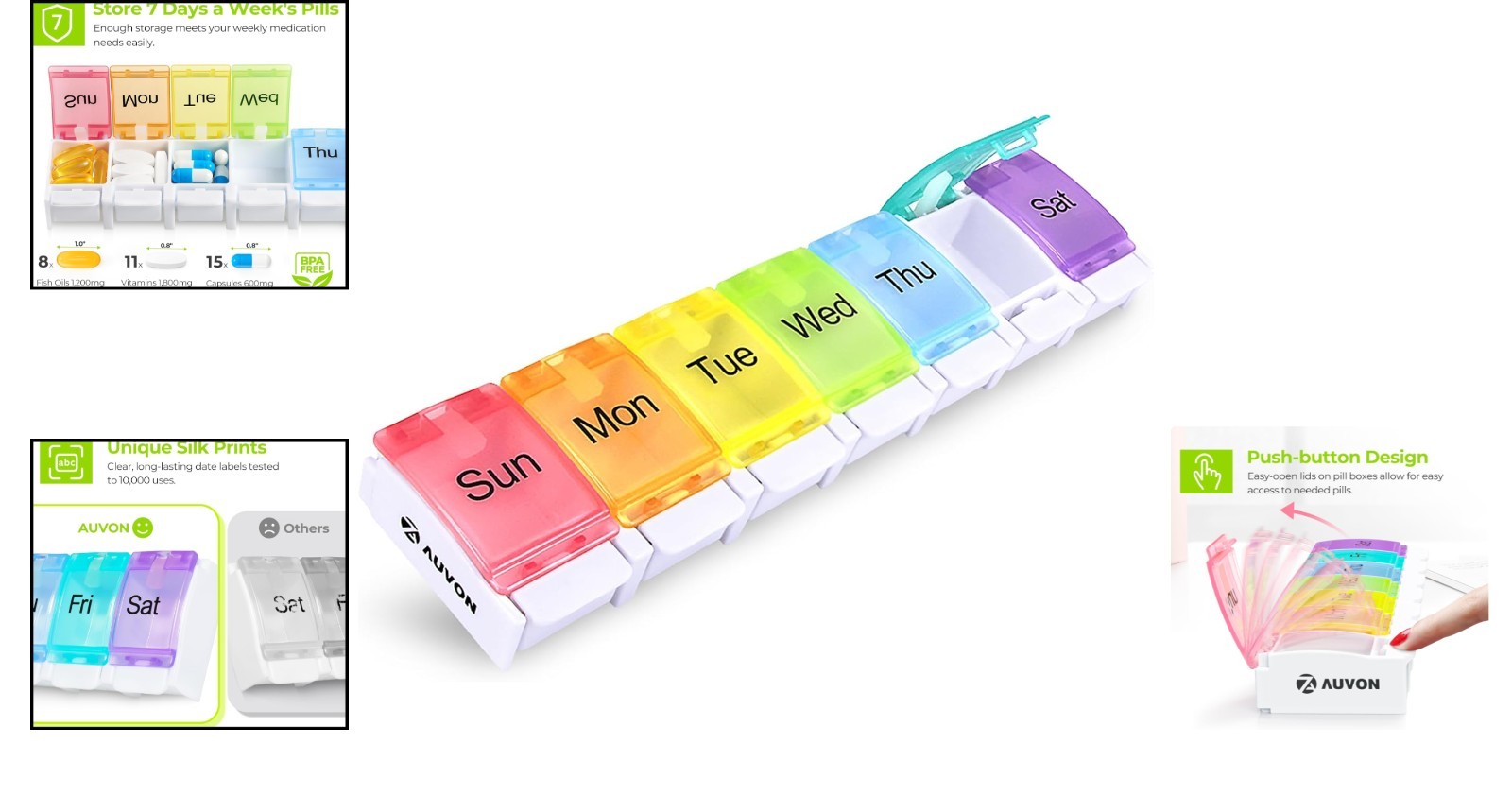 BPA-Free 7 Day Pill Organizer with Spring-Assisted Lids – Travel Friendly Case
