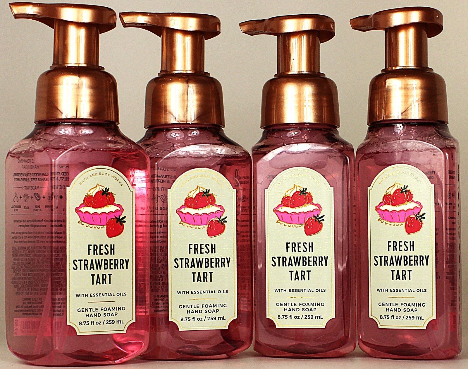 QTY 4 – Bath & Body Works FRESH STRAWBERRY TART Gentle Foaming Hand Soap 8.75oz