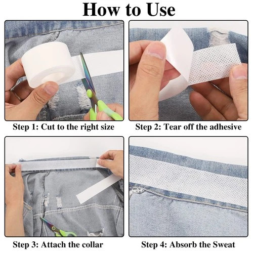 2 Roll Disposable Collar Protector Sweat Pads, Self-adhesive Collar Stays Shirt