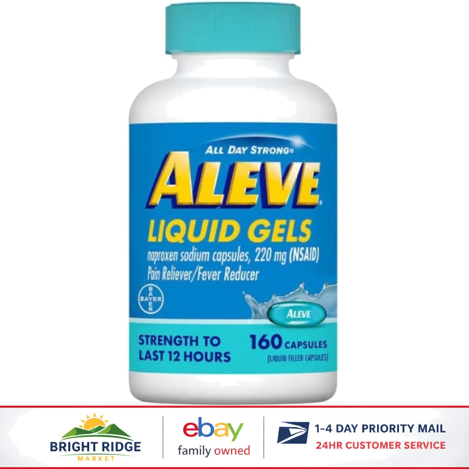 Naproxen Sodium Liquid Gel Capsules, 220mg Pain Reliever and Fever Reducer