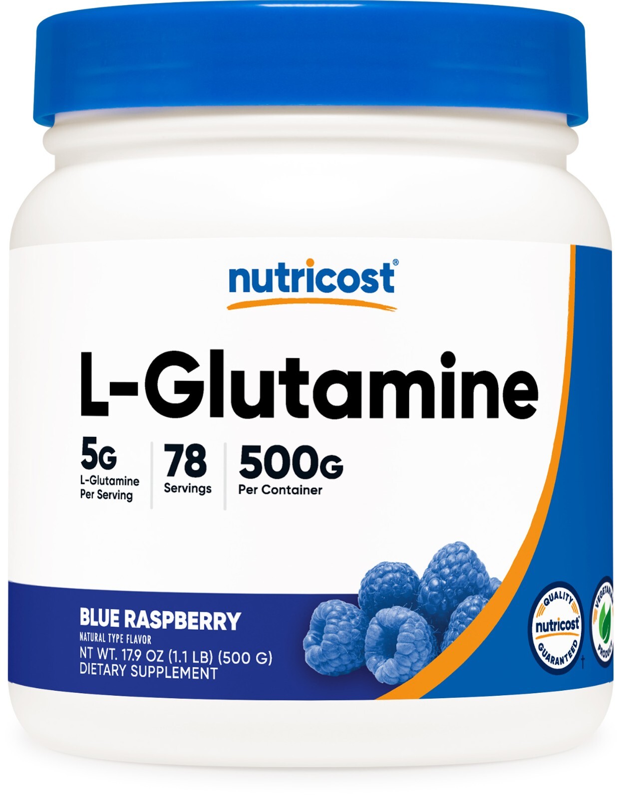 Nutricost L-Glutamine Powder (500G) (Blue Raspberry)