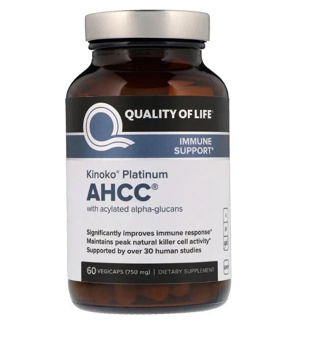 Kinoko Platinum PACK, 3 AHCC, Immune Support, 750 mg, 60 capsules each 180 total