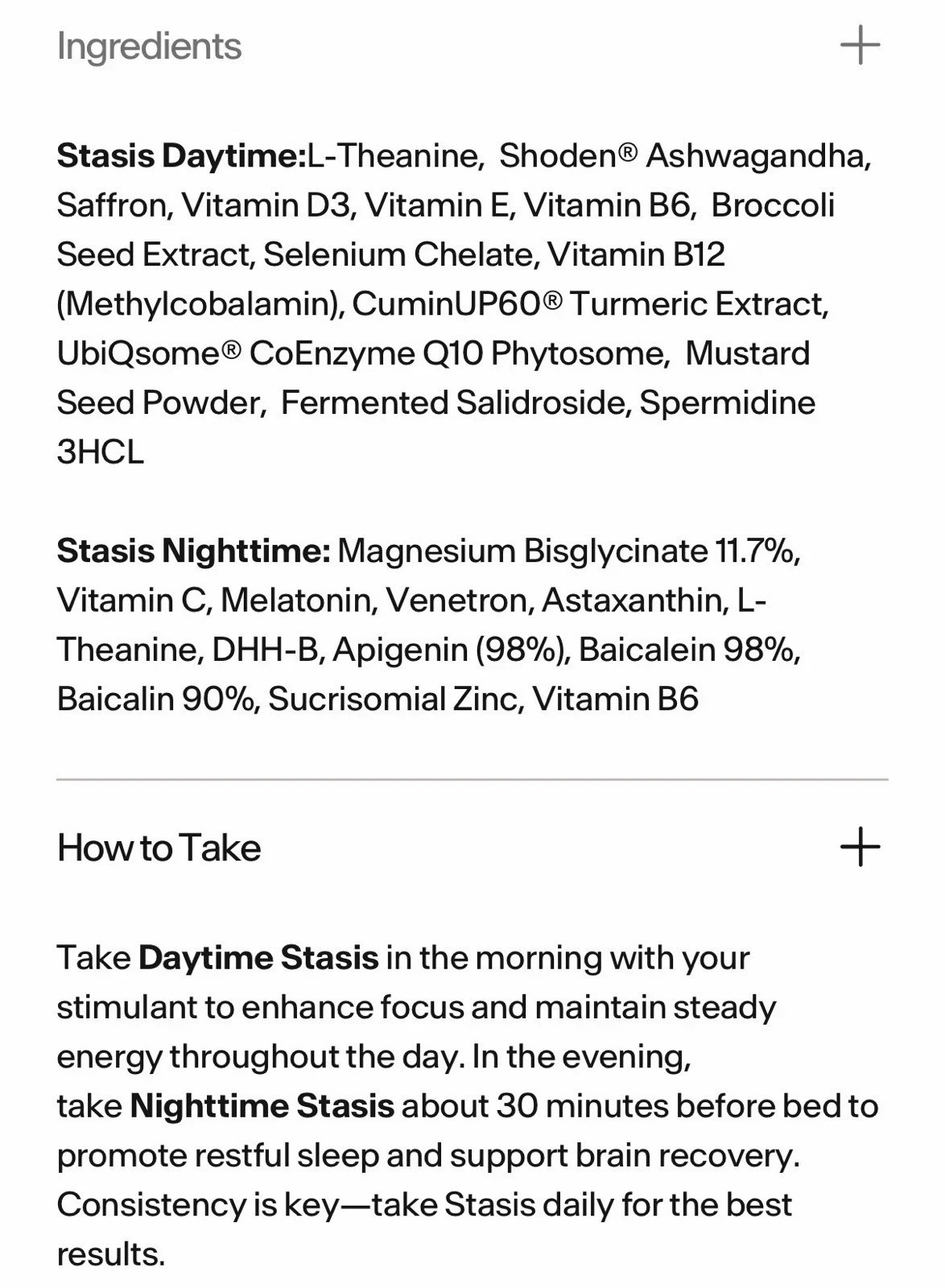 Stasis Daytime & Nighttime Supplement Bundle 50 Caps Each; SEALED Exp 04/2028