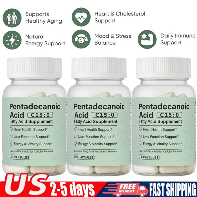 Pentadecanoic Acid Caps, C15:0 Fatty Acid Supplement – Natural Plant-Based 1-5X