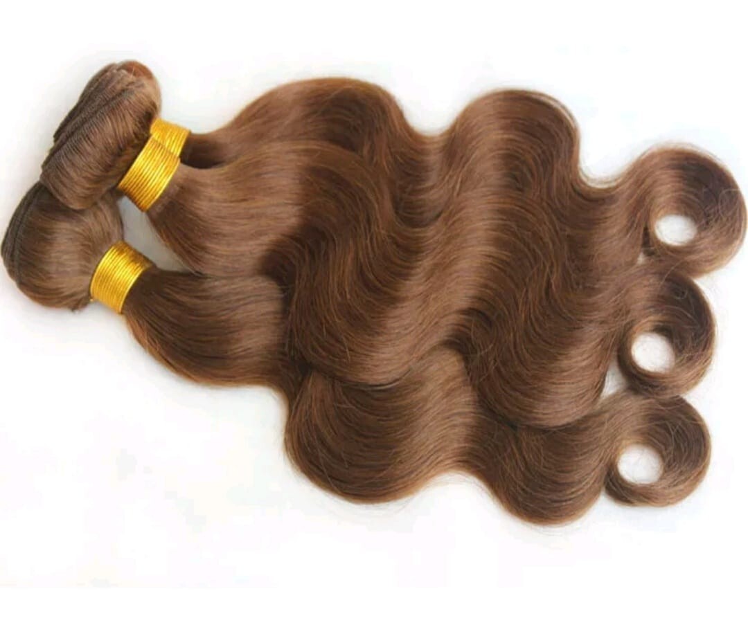 18+18+18INCH BRAZILIAN VIRGIN HUMAN HAIR BODY WAVE CHESTNUT BROWN COLOUR 6# 300g