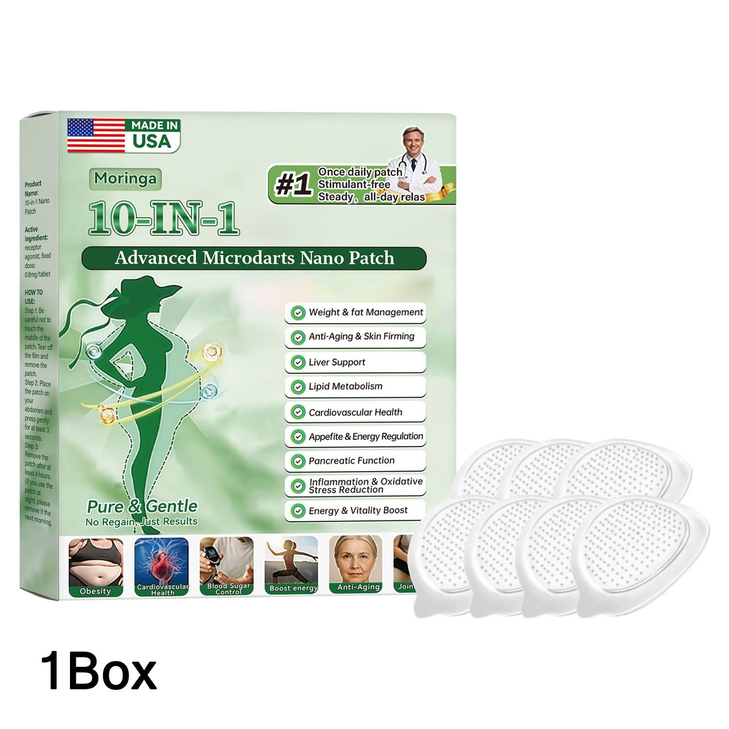 1-3BOX Moringa 10-in-1 Advanced Microdarts Nano Patch,Weight Loss Slimming Patch