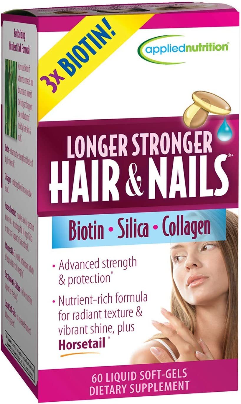 Applied Nutrition Longer, Stronger Hair and Nails, Biotin Silica Collagen 60 CT