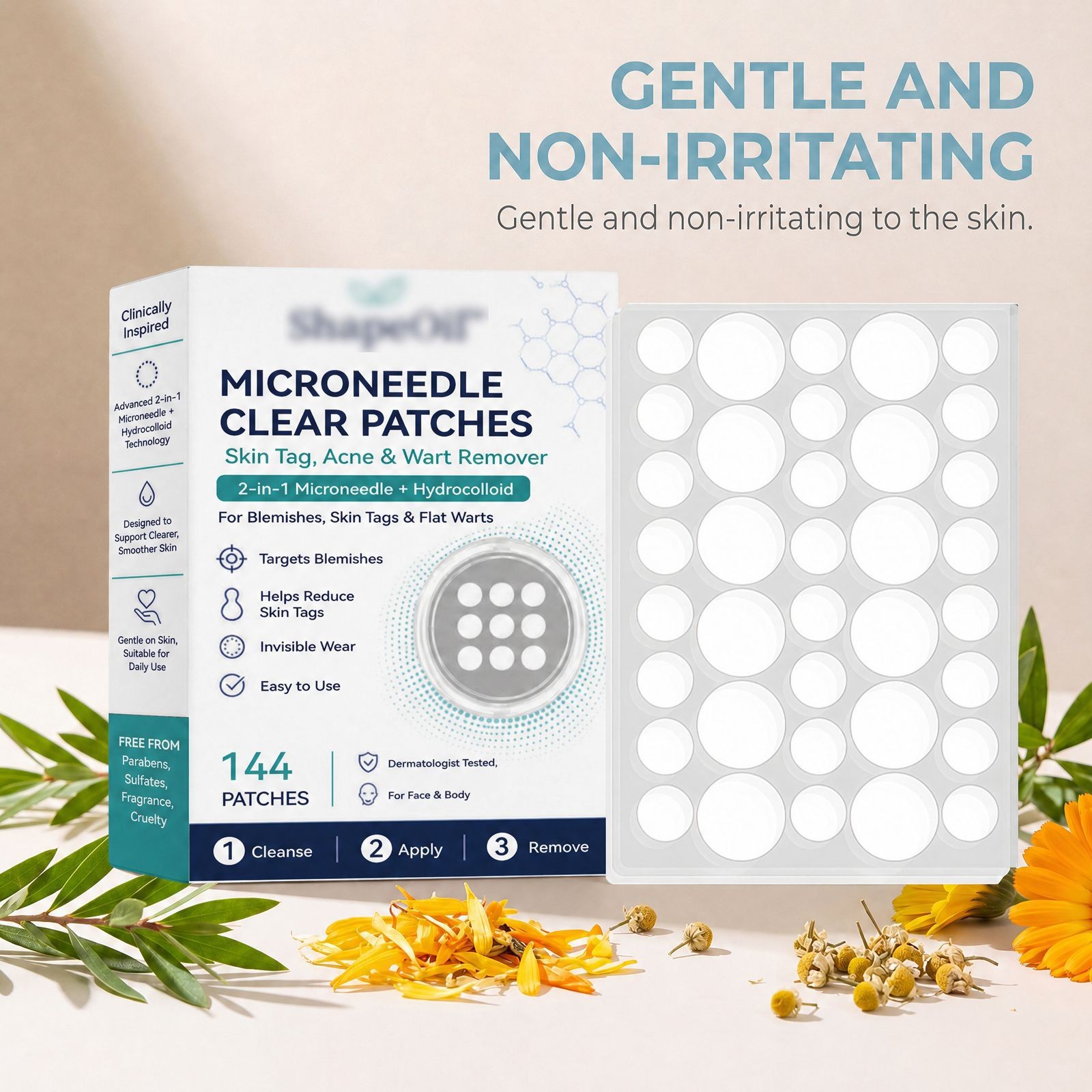 144Patches MICRONEEDLE CLEAR PATCHES For Skin Tag, Acne & Wart Remover