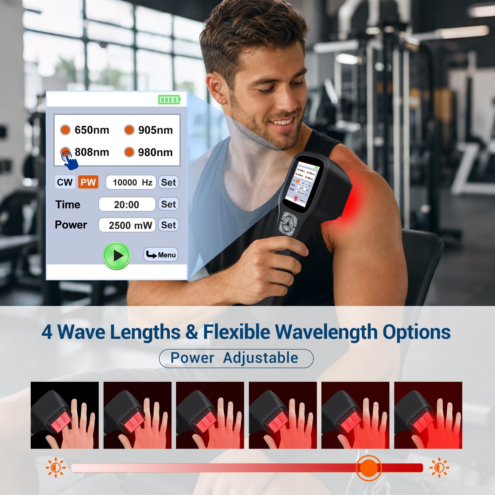 2.5W FourWave Laser Therapy Device Touchscreen 25 Diodes Human & Pet Pain Relief