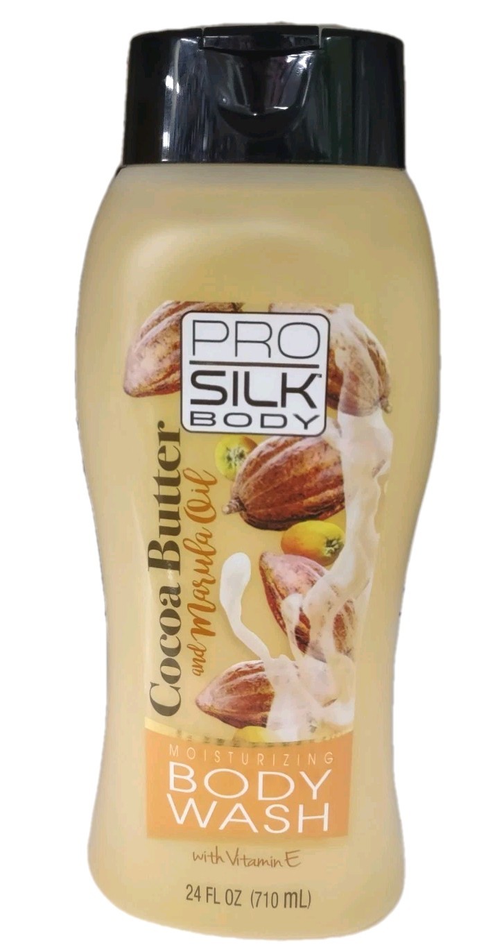 4Pks FAMILY SIZE P.Silk Body Wash w/ Cocoa Butter and Marula Oil Vit E 24 oz Ea