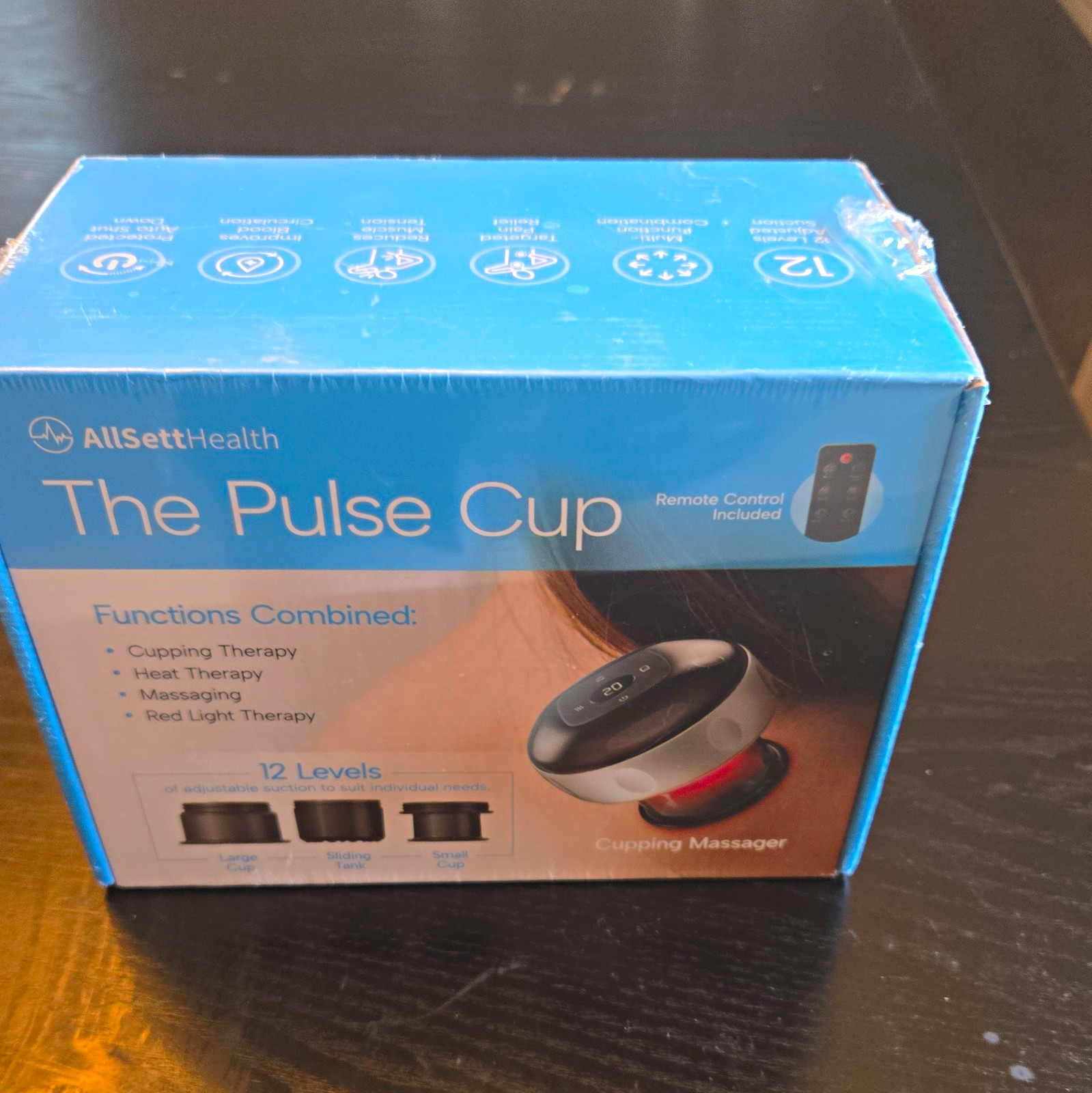 AllSettHealth Pulse Cup Cupping Massager w/ Remote Control, Black/White
