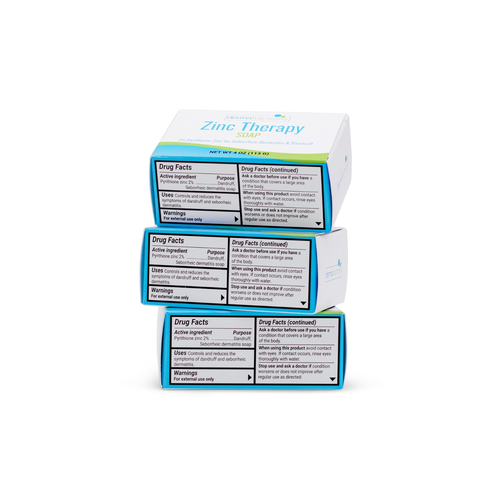 2% Pyrithione Zinc (ZNP) Bar Soap – DermaHarmony 4 oz (3 Bars in Carton)