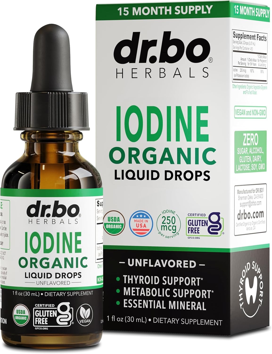 Iodine Liquid Drops Potassium Iodide – 1 Year Supply Pure Clear Organic Iodine D