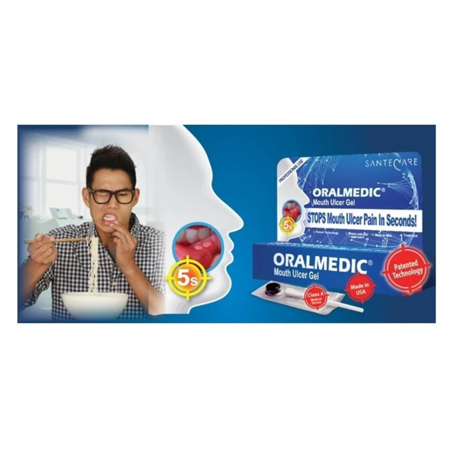 3 PCS Oralmedic Mouth Ulcer Gel 1 Treatment Fast Pain Relief Free Shipping