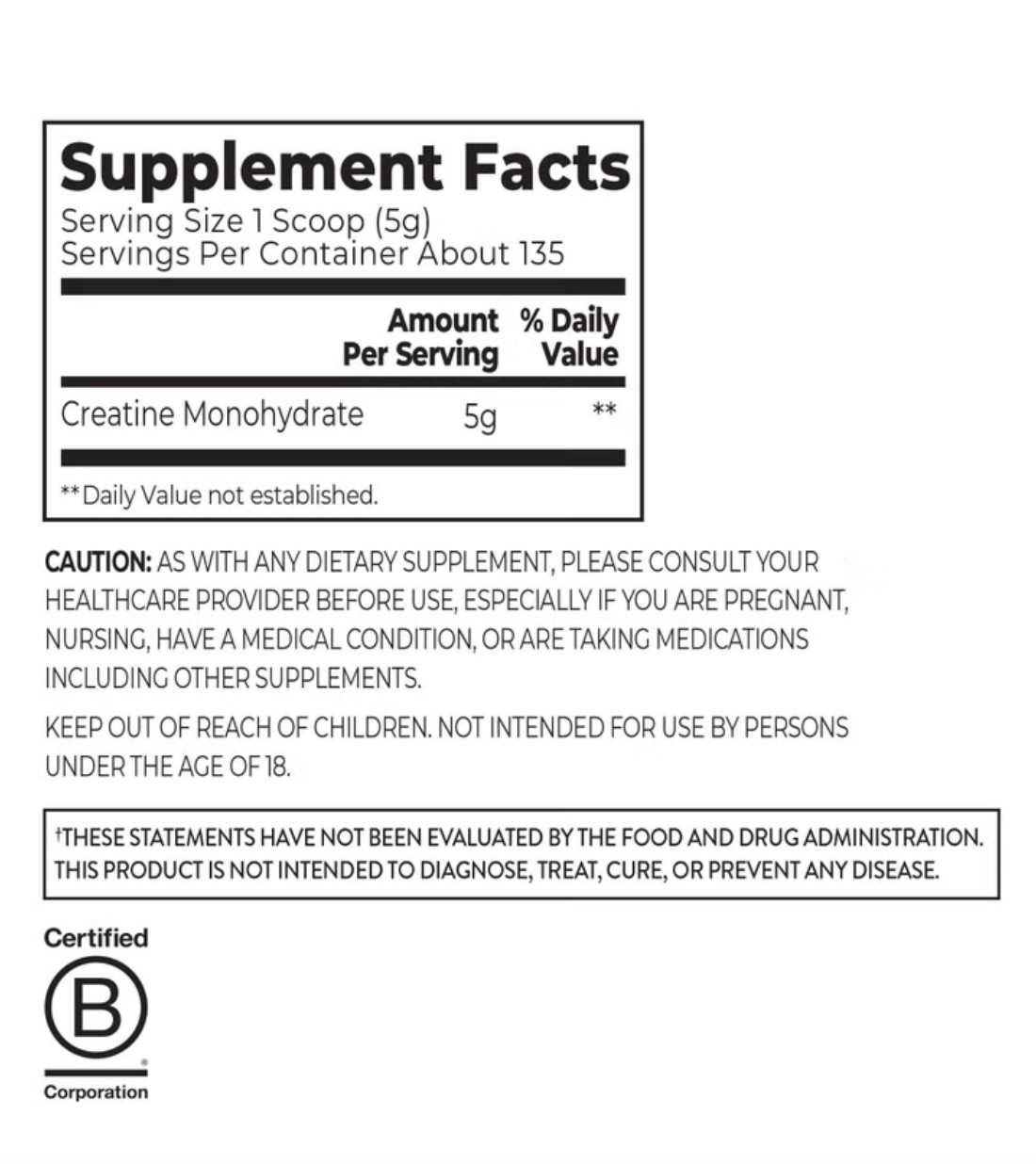 Orgain 5g Micronized Creatine Monohydrate, Unflavored, 1.48lbs