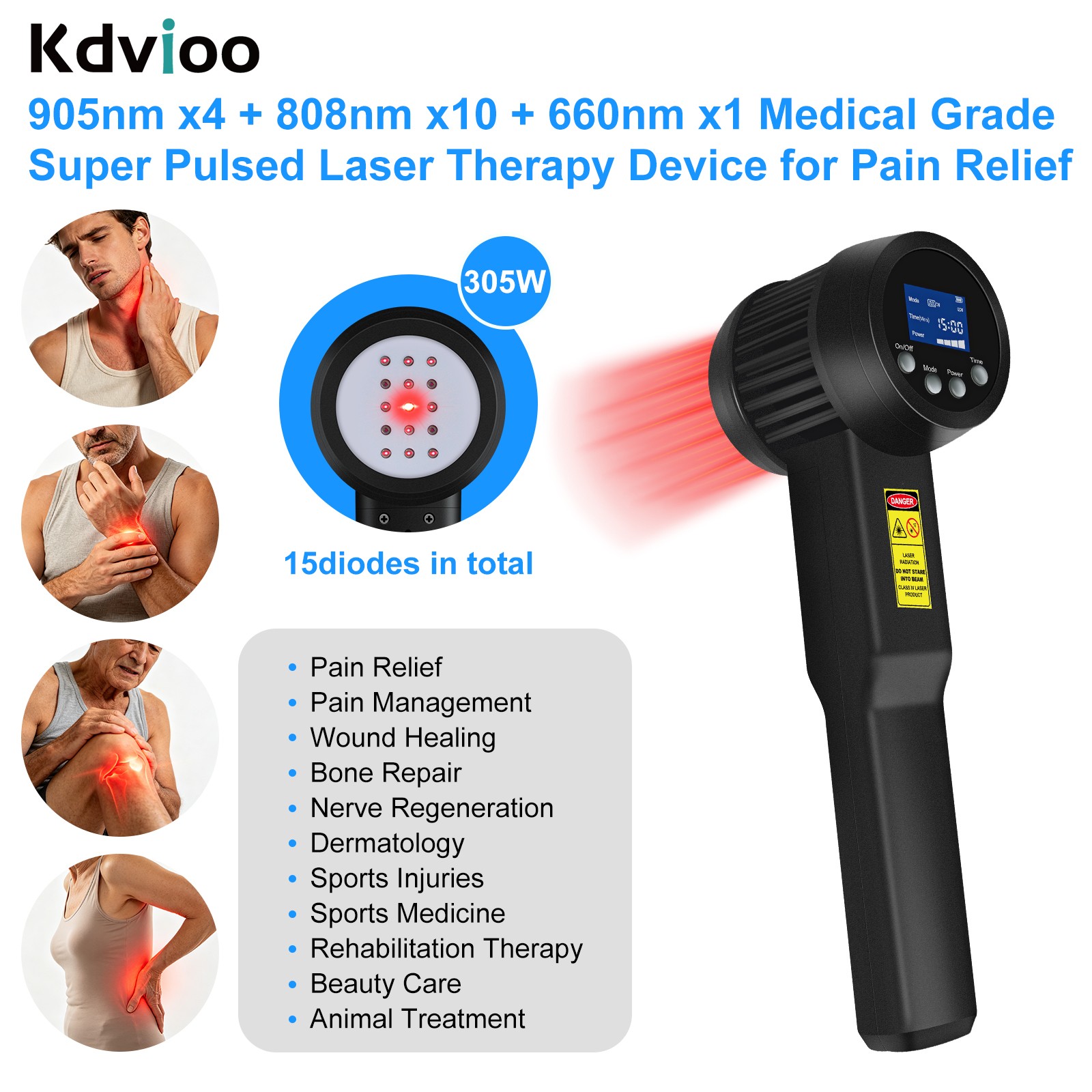 305W Super Pulsed Laser Therapy Device 905nm 808nm 660nm for Ligament Tears