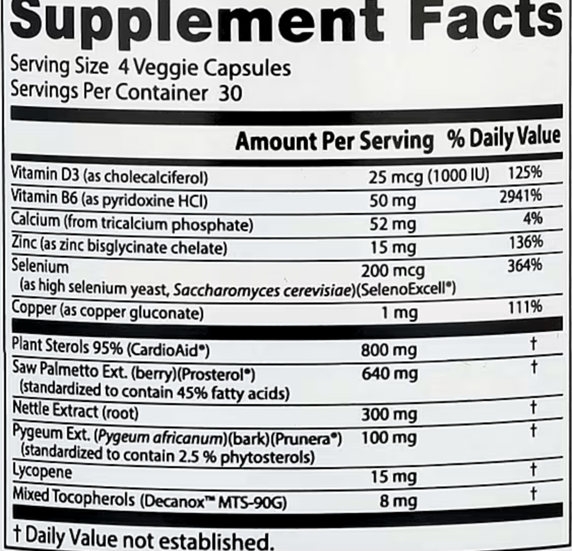 Comprehensive Prostate Formula 120 Veg Caps EXP 11/2026