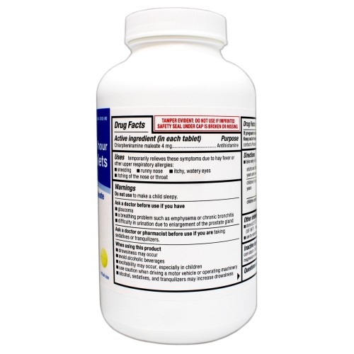 Major Allergy Tablets, Chlorpheniramine Maleate 4 mg 1000 Tablets