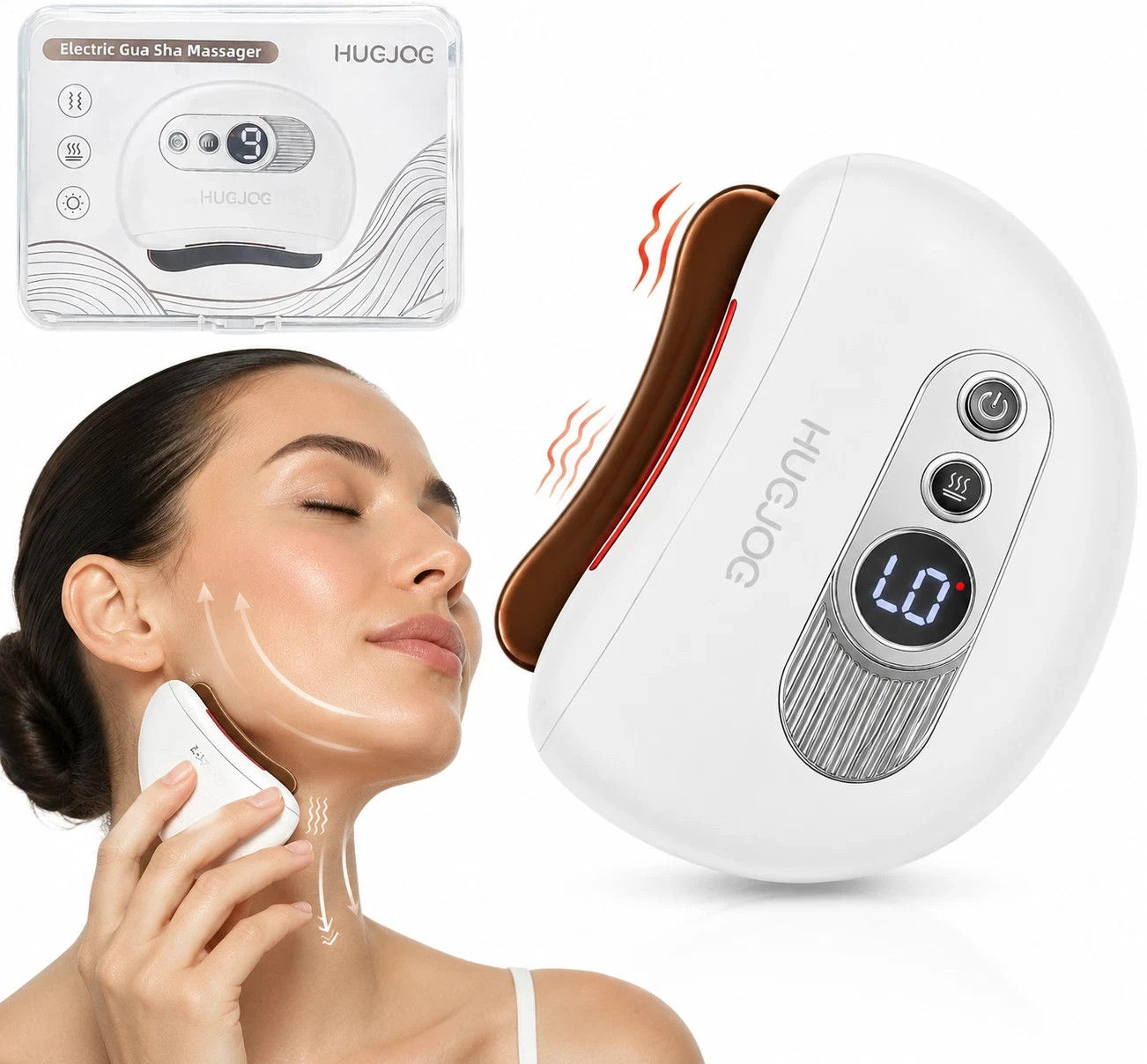 Electric Gua Sha Facial Tool Red Light Heat Vibration Face Neck Lifting Massager