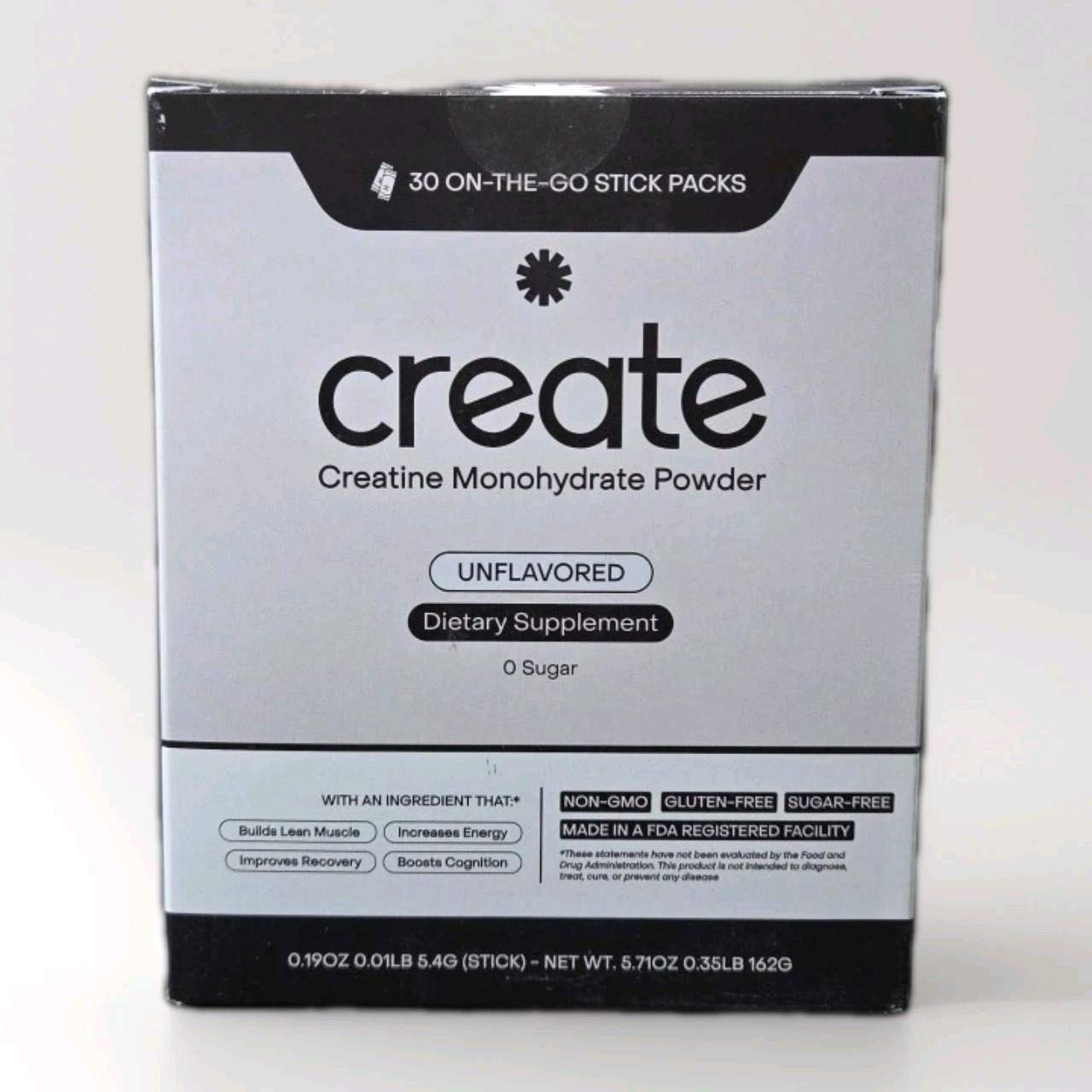Create Single Serve Creatine Monohydrate Powder – 5g 6.3 Ounce – 30 STICKS