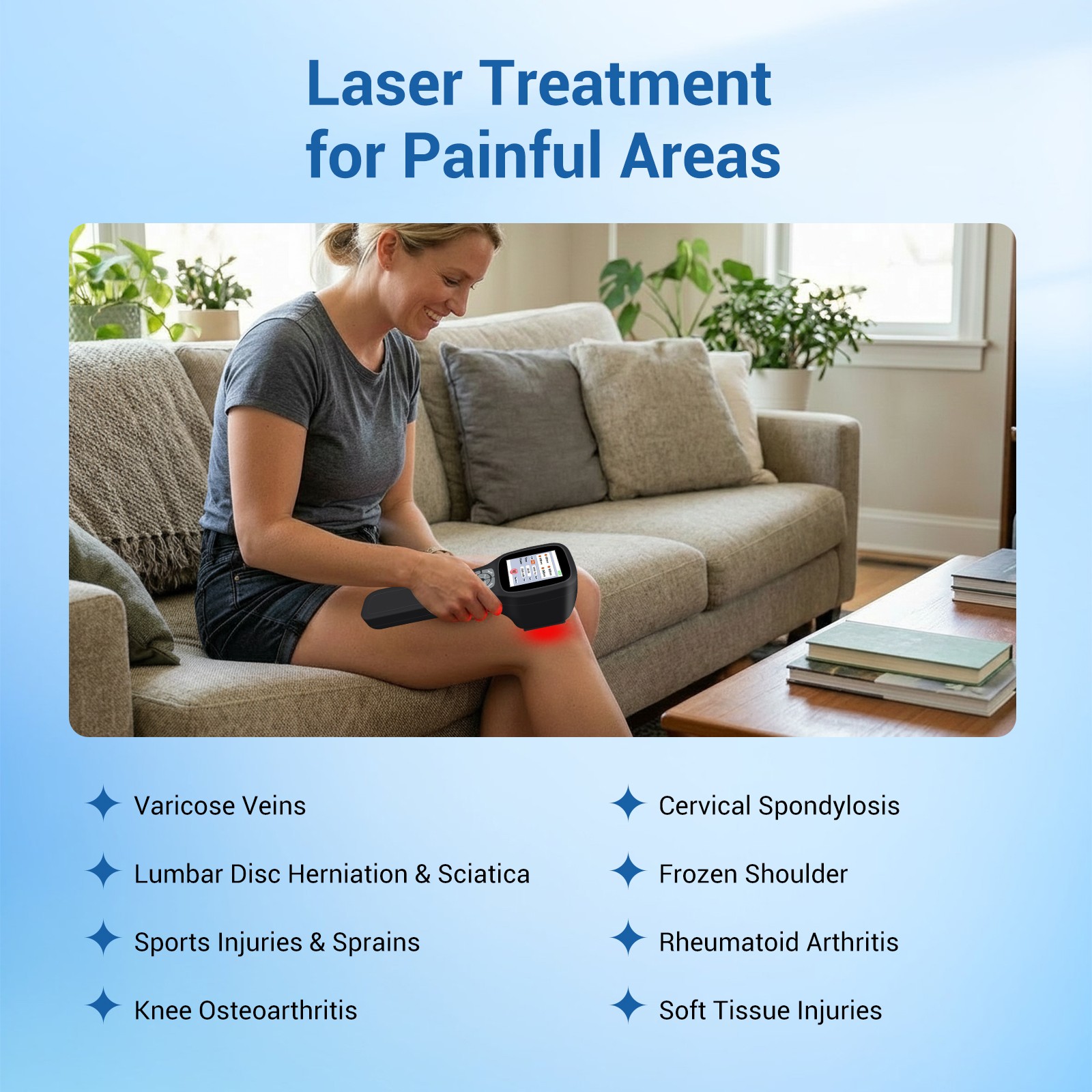 2.5W FourWave Laser Therapy Device Touchscreen 25 Diodes Human & Pet Pain Relief