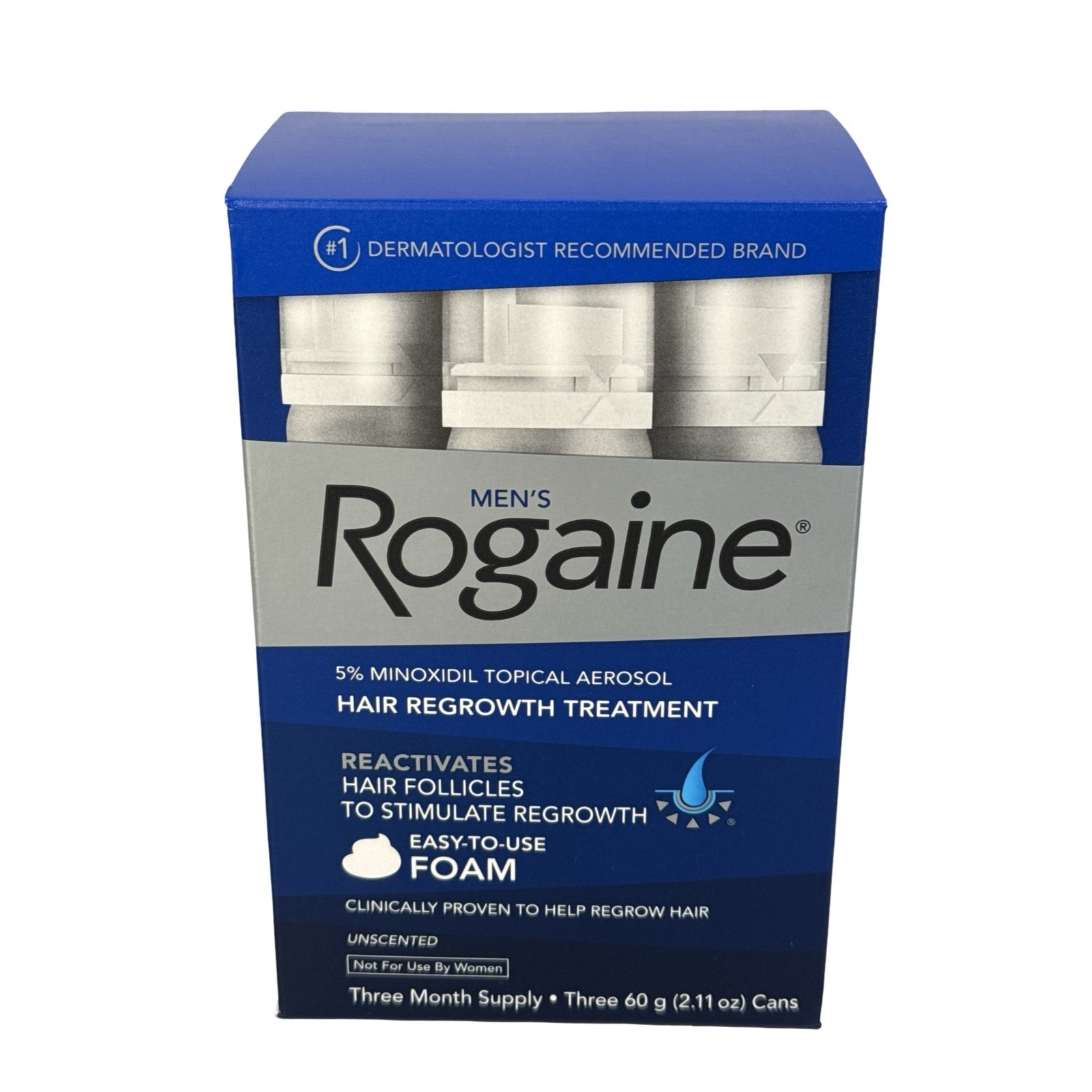 Rogaine Men’s 5% Minoxidil Foam Hair Regrowth Treatment, 3×2.11 oz, Exp 09/2027