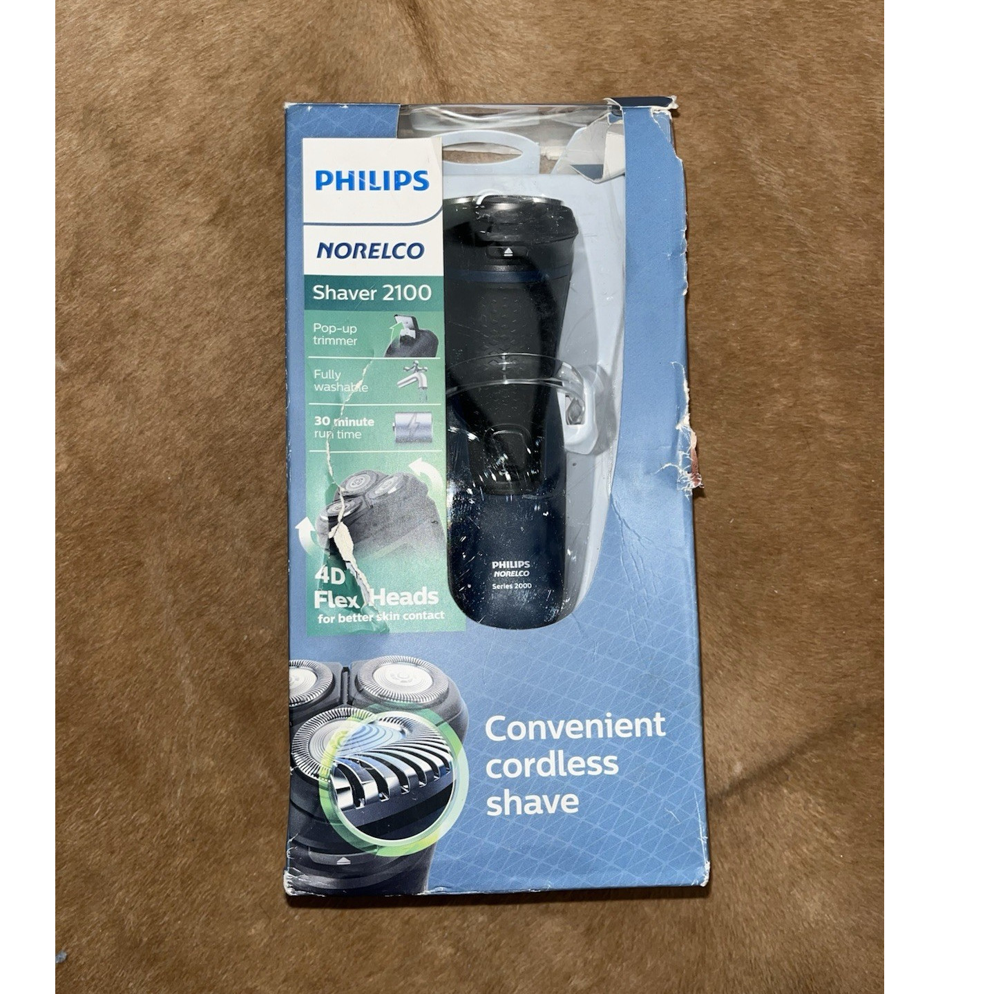 Philips Norelco Shaver 2100 Cordless 3 Head Rotary Pop-Up Trimmer Fully Washable