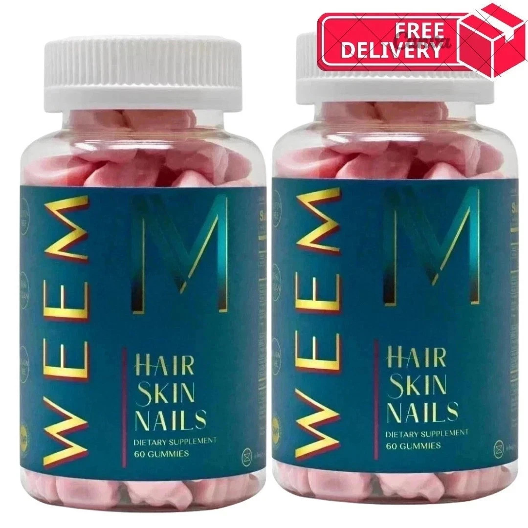 2 Pack WEEM Hair Skin & Nails Gummies Vegan Biotin Vitamin Support