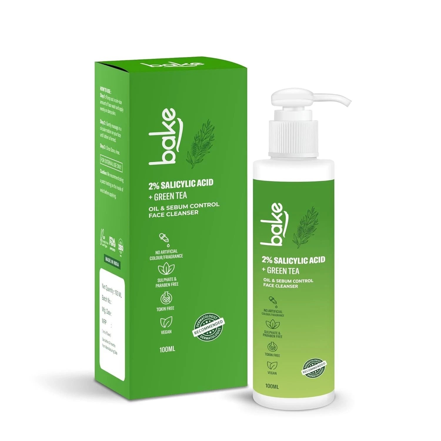 Bake 2% Salicylic Acid With Green Tea Face Cleanser 100ml