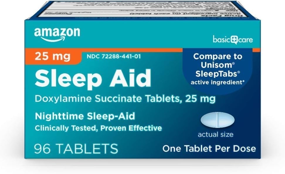 Basic Care Sleep Aid Doxylamine Succinate Tablets, 25mg, 96 Count 11262447