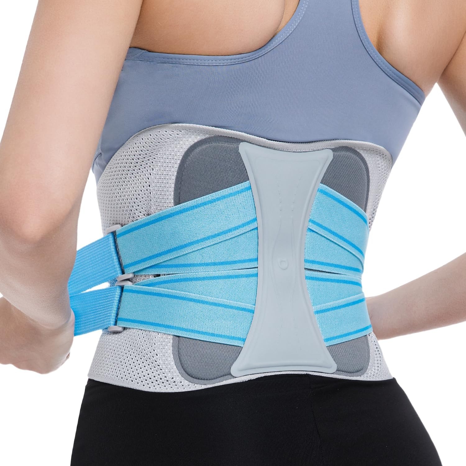 Adjustable Back Brace for Lower Back Pain Relief, Lumbar Support Belt, Dual Comp