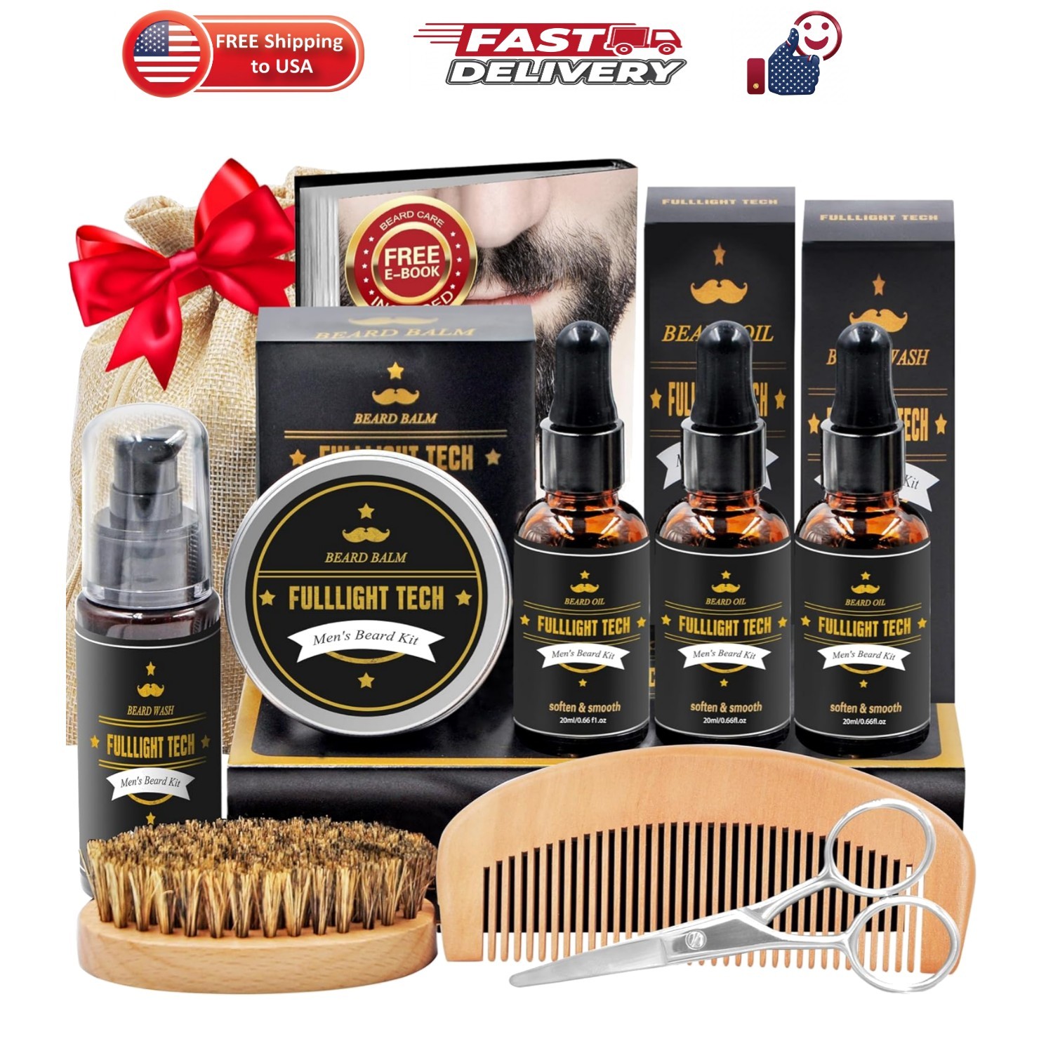 Beard Kit Gifts for Men, 3 Natural Beard Oil, Gently Soothes Itch & Dryness |…