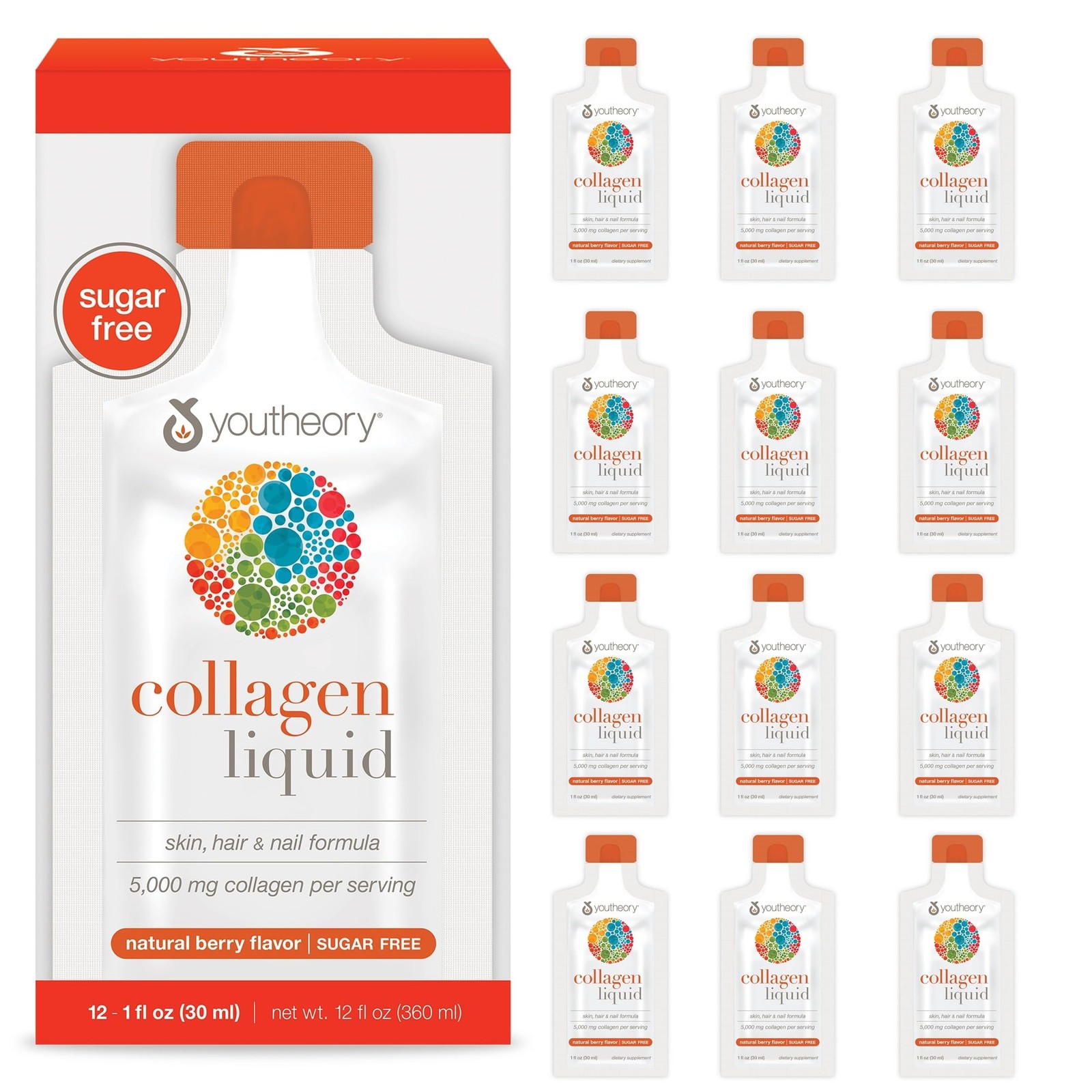 Youtheory Collagen Liquid 5,000 mg Hydrolyzed Collagen Peptides Supports Ha…