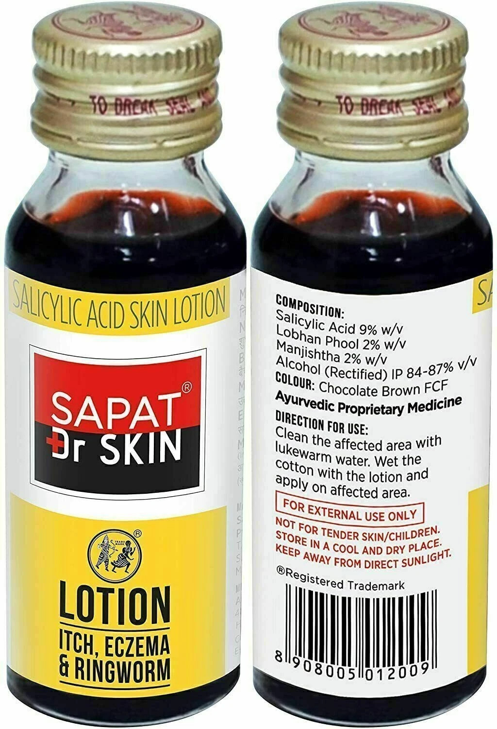 SAPAT LOTION for Ringwarm, Itches ,Eczema Complete Skin Care 100% Ayurvedic F S