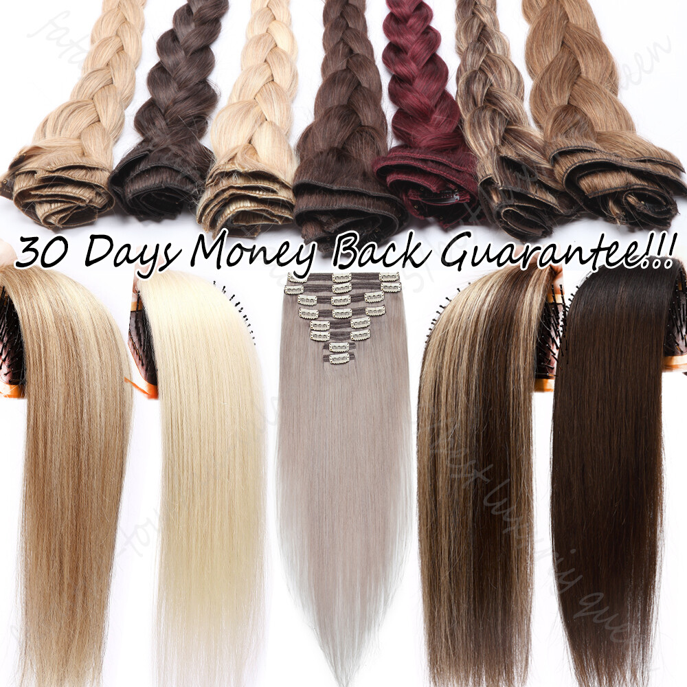 Extra Thick 150g+ Double Weft Clip In Human Hair Extensions Full Head 10-24 Inch