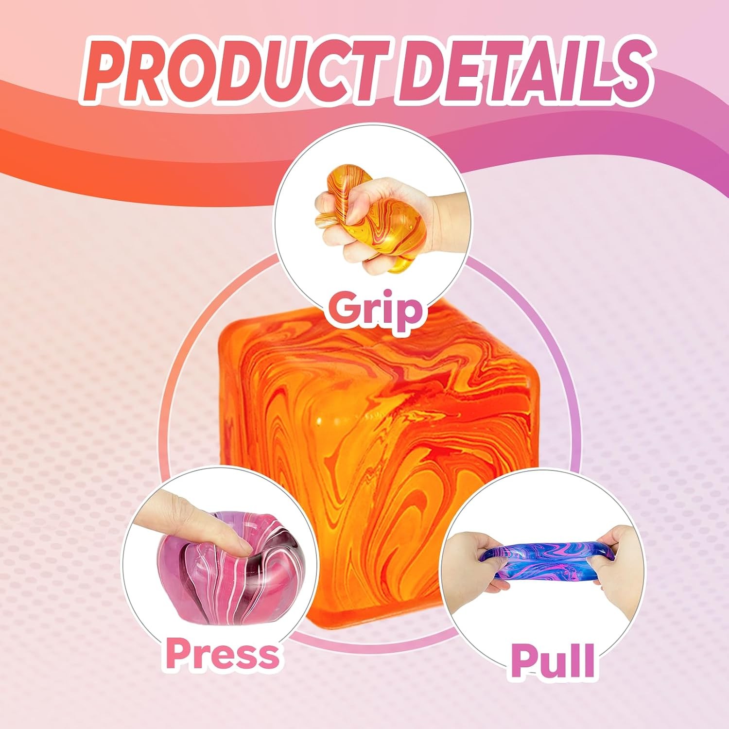 Marble Ice Cube Squeeze Toy Durable TPR calm down fidget toys.