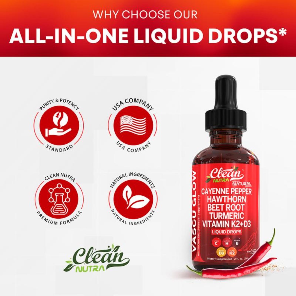 Cayenne Beet D3 Drops Liquid Complex Root, Turmeric, & with | Pepper K2 Hawthorn