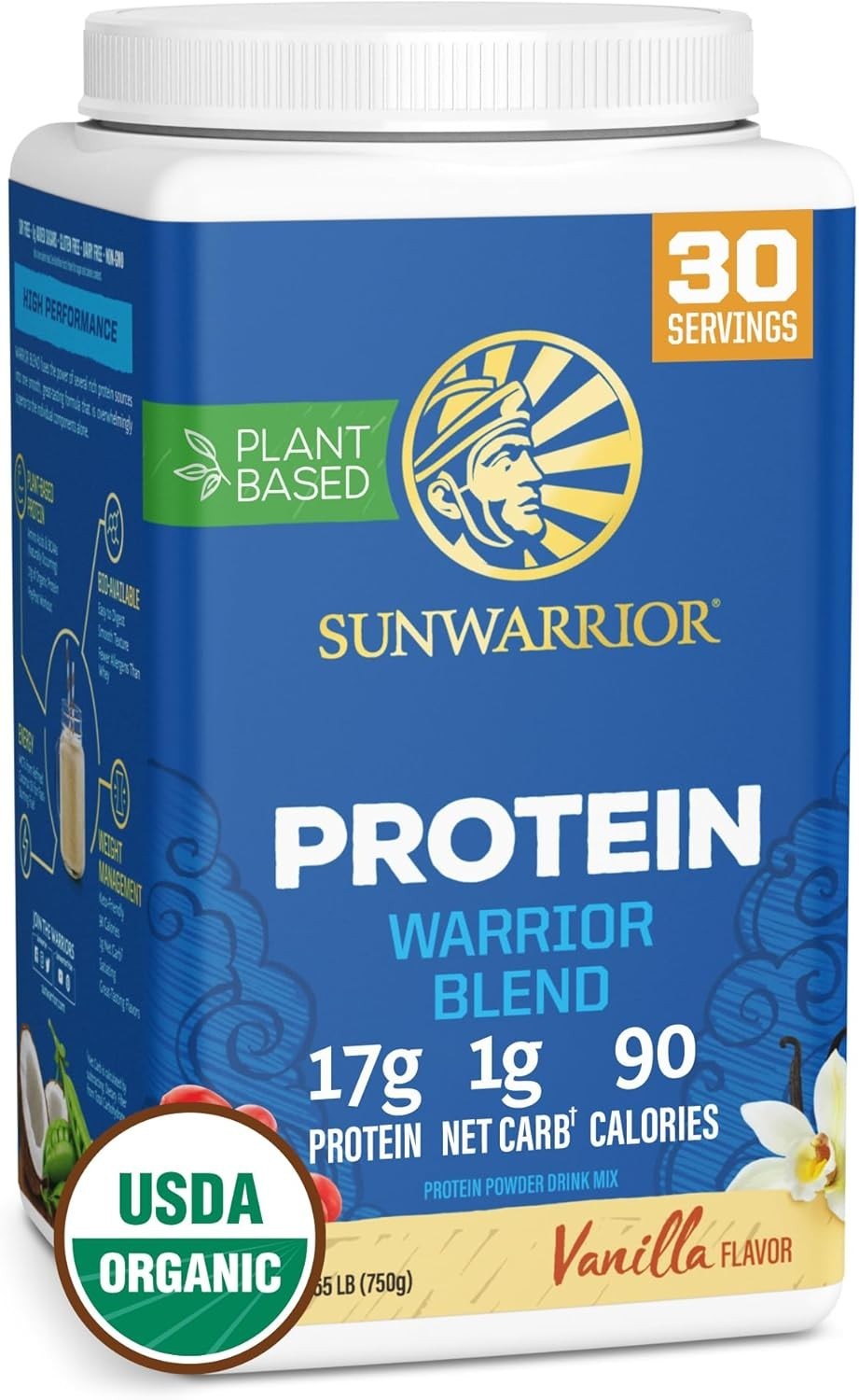 Sunwarrior Vegan Protein Powder Organic Plant-Based Protein| Vanilla 30 Servings